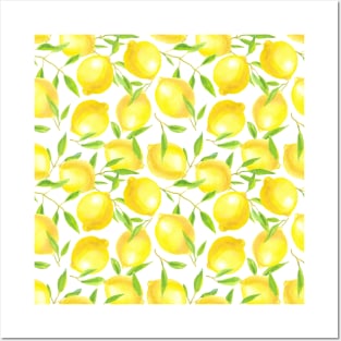 Lemons and leaves  pattern design Posters and Art